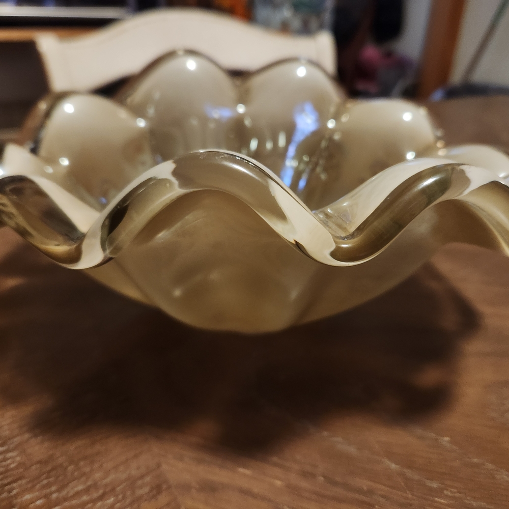 Handblown Murano Ruffled Glass Bowl